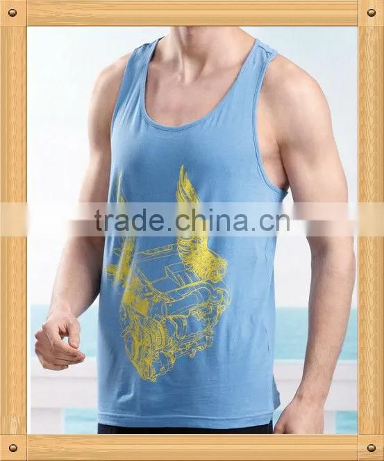 good quality cotton printed men's vest tops custom wholesale