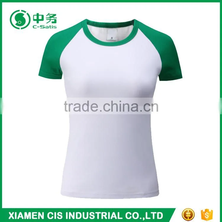 2017 New Design 200gsm Lycra Cotton Short Sleeve White T Shirt for Women