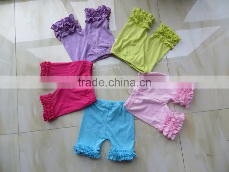 Wholesale Baby summer Small Ruffle triple Shorts 20 Kinds Different Color solid