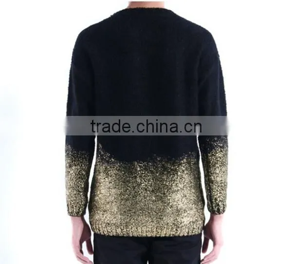 men's fashion pullover gold and silver foil print sweater clothing