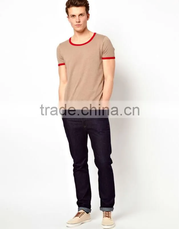 Contrast Neck Trim And Cuff Tee Shirt