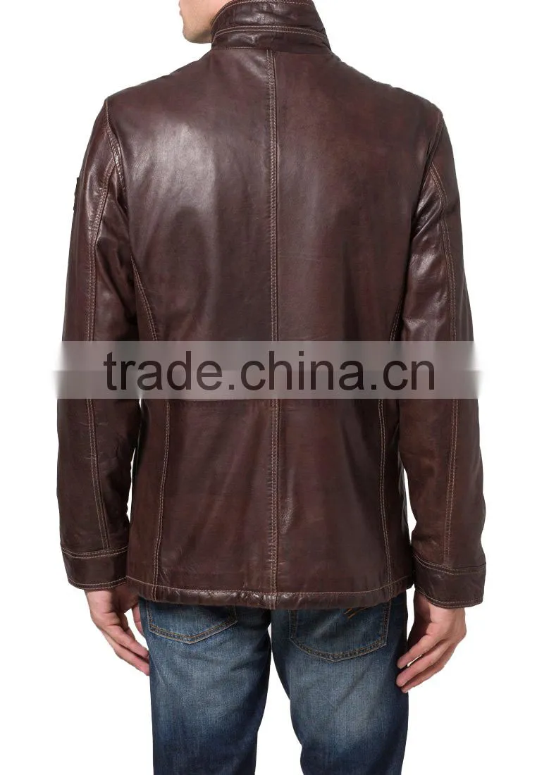 MEN Leather Brown best Quality sheep leather jacket
