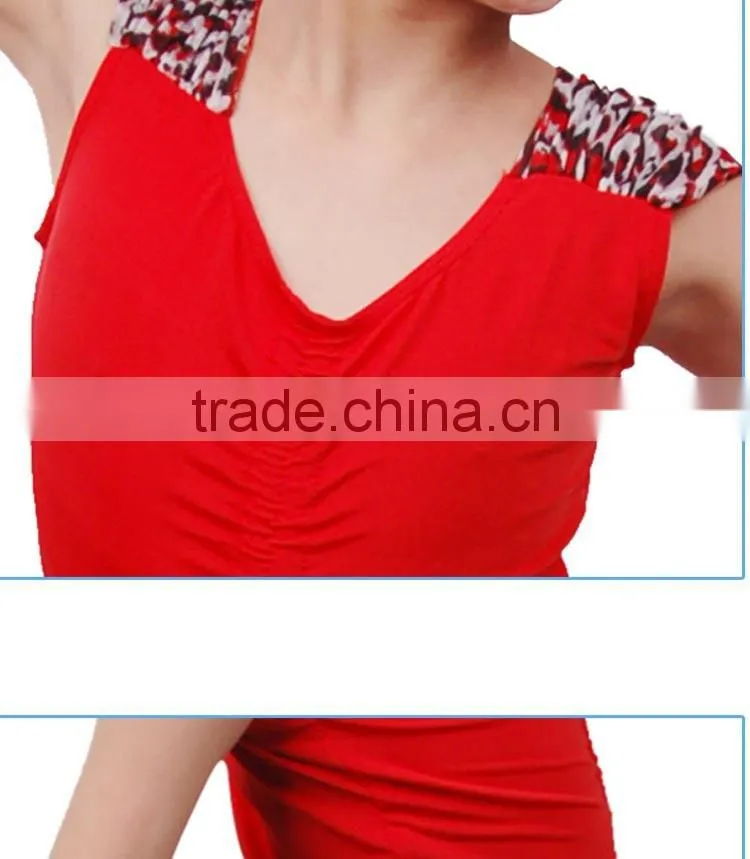 Children Girls Practice Latin Dance Dress Kids Leopard Sexy Vest Skirt Suit