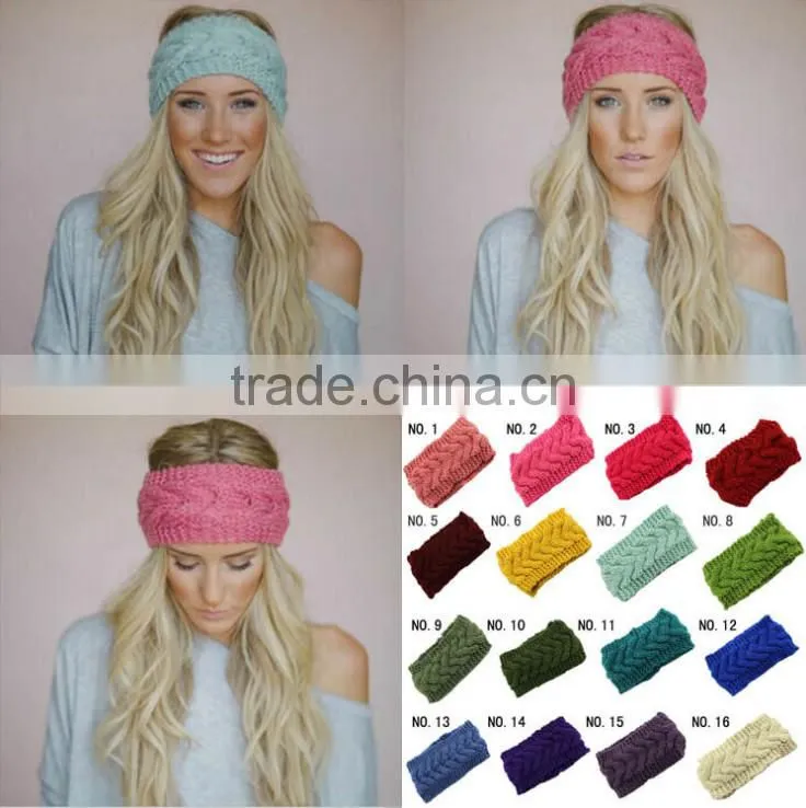 Knit Flower Headband with Multiple Colors Knit Head Warp Headband With Flower Women Knit Flower Headbands
