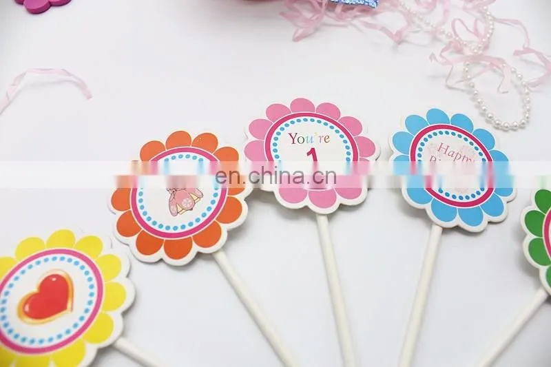 High Quality Colorful Flower Shape Baby Girl Birthday Cake Decoration