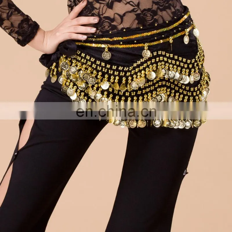Egyptian style gold coins velvet top quality belly dance hip scarf belt Y-2030#