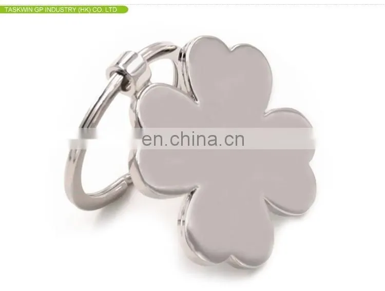 custom four-leaf clovers shaped metal keychain for promotional