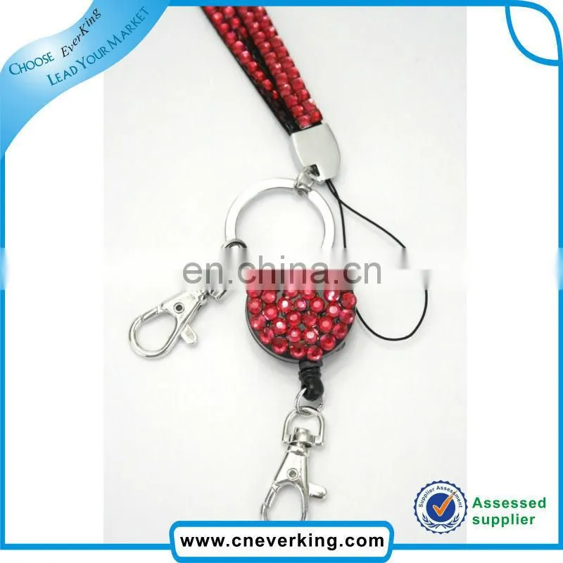 Custom rhinestone Lanyard with badge reel