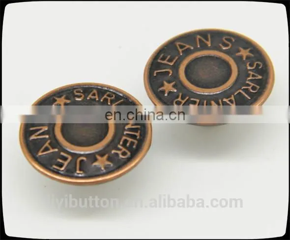 classic antique copper tin screw back button with high quality, custom logo metal button for jeans