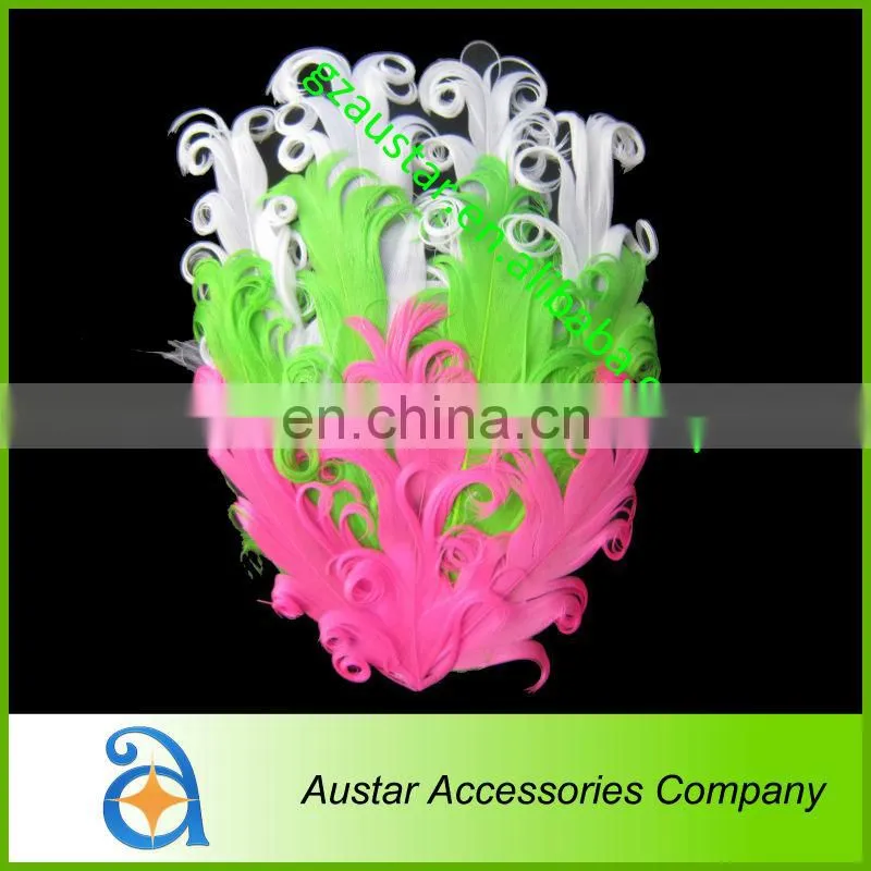 3 Tones WHITE/PURPLE/TURQUOISE Curly Goose Feather pads,Nagoire feather pads for Baby DIY Headband
