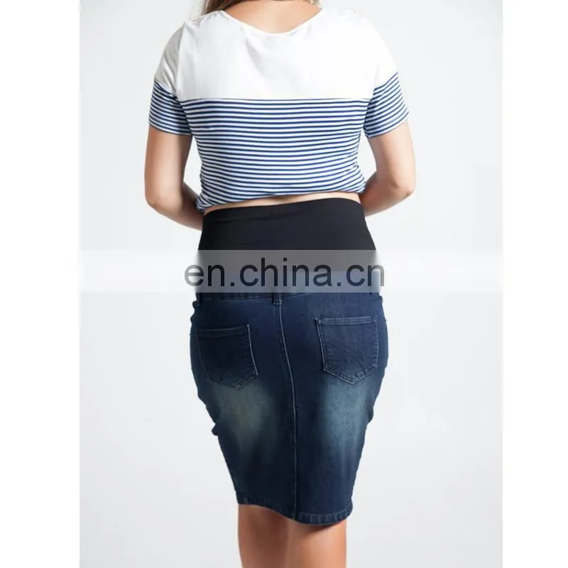 DiZNEW Fashion Plus Size Maternity Stretch Denim Skirt Women