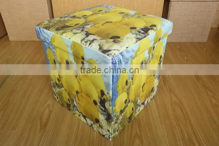 Store Extra Sheets Leather Pouffe