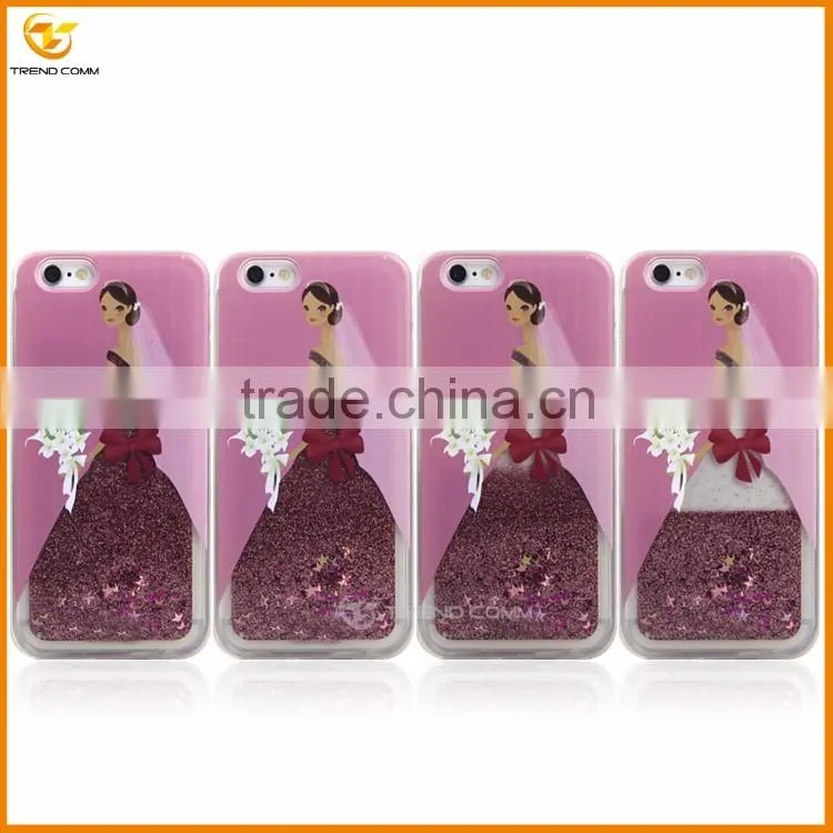 china supplier wedding dress liquid for iphone 6 glitter cover case