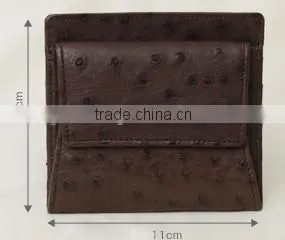 2016 lovely color ostrich skin leather folding coin case coin pouch slim coin purse