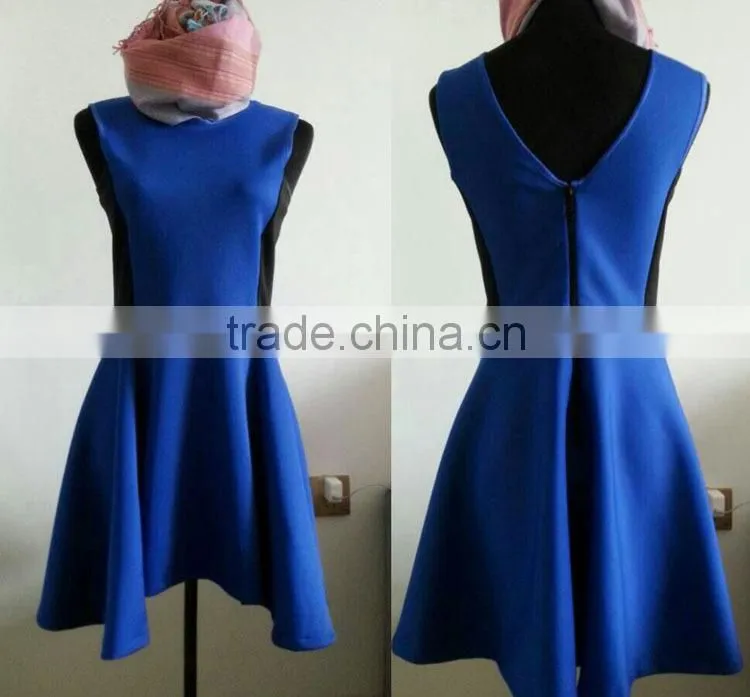 2015 OEM Women's dresses Color matching vest dress evening dress made in China