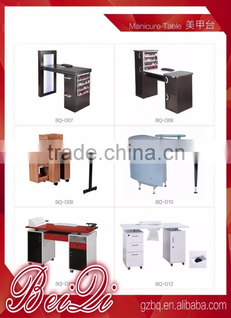 Beiqi Wholesale Cheap Elegant White Manicure Tables with Drawers for Beauty Salon Nail Care Product for Sale