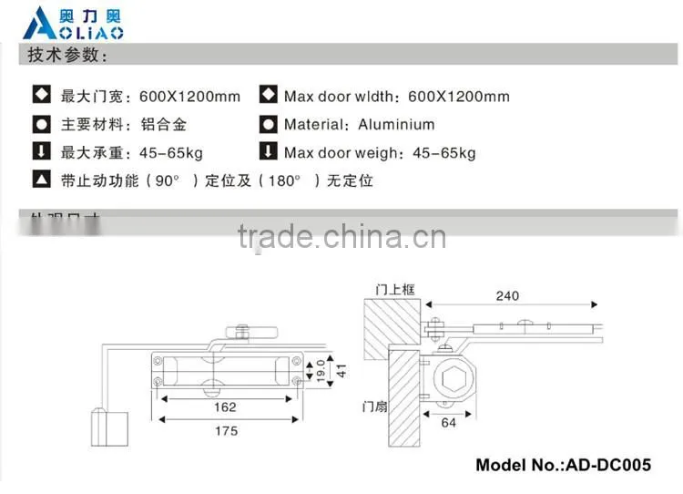 High quality Aluminium round shape heavy duty hydraulic door closer hinge