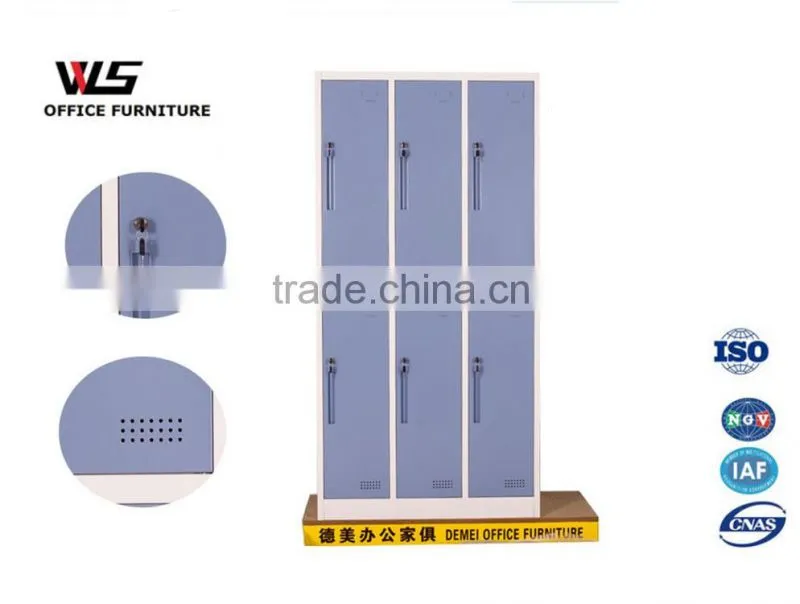 High quality gym storage steel wardrobe cabinet 6 door clothing locker