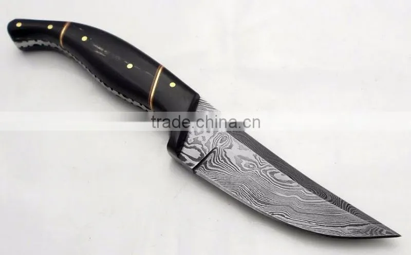 Fixed blade brass booster Custom Damascus Hunting knife Full tang