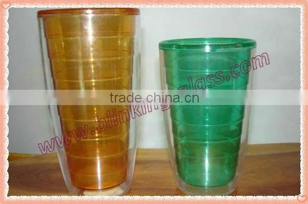 BPA Free double wall plastic cups with straw double wall tumbler - 16OZ
