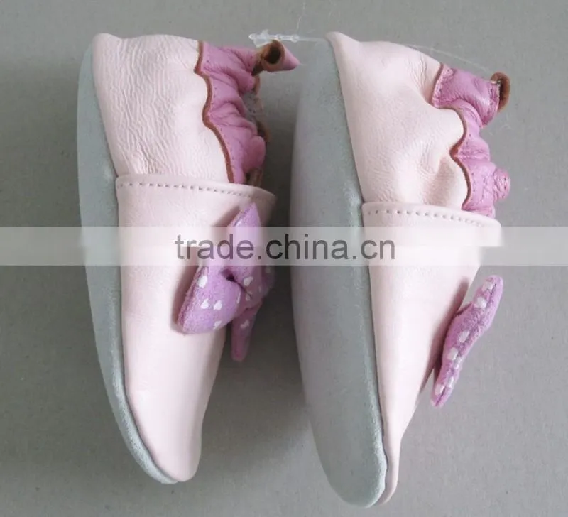 girl boy kids pink sheep leather bowknot design baby soft shoes