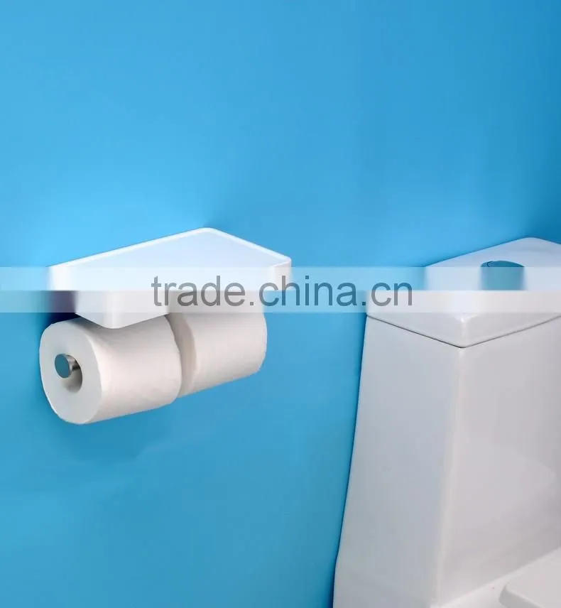 Bathroom accessory double roll toilet paper holder with shelf