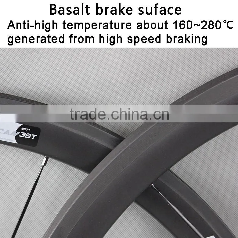 21mm width U shape 38mm carbon tubular wheels 700c road bike carbon wheelset 38T with titanium quick relese and brake pads