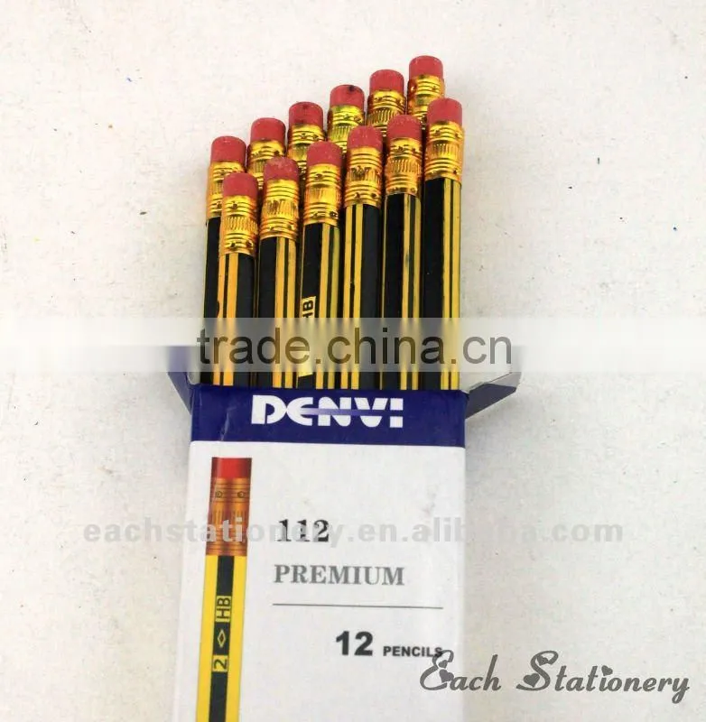 HB 7"Stripe Pencil With eraser top