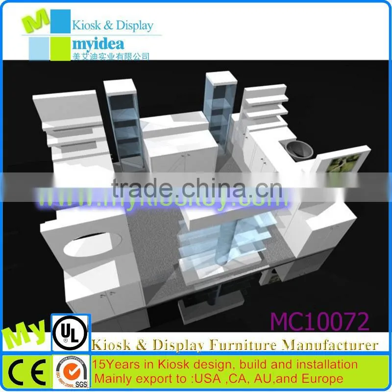Option design shopping mall/supermarket showcase mask cosmetic kiosk design