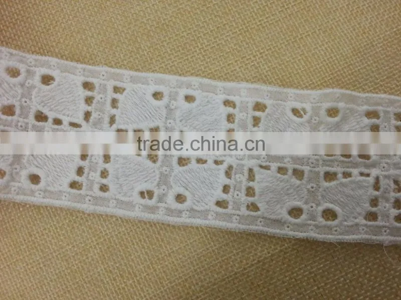 Cotton fabric base emboridery lace for ladies top neckline -- H1660
