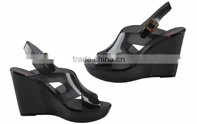 2014 Fashion Candy Color Sandals Transparent Jelly Shoes Fish Mouth Wedges Sandals