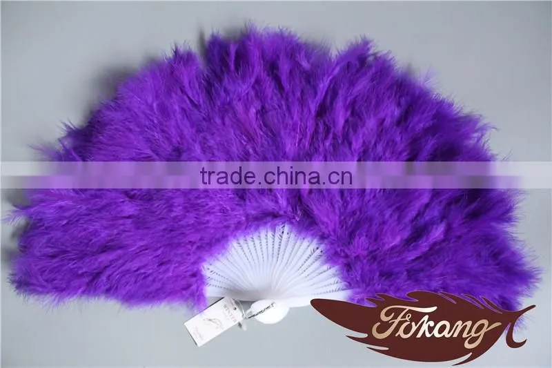 Orange Big Turkey Feather Marabou Hand Fan For Party Dance Decoration