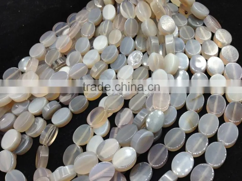 WholeSale high quality Price polish double flat shape Grey agate oval loose beads for jewelry making