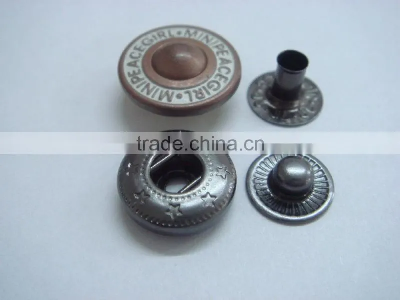 17mm engraved nipple metal automatic snap button
