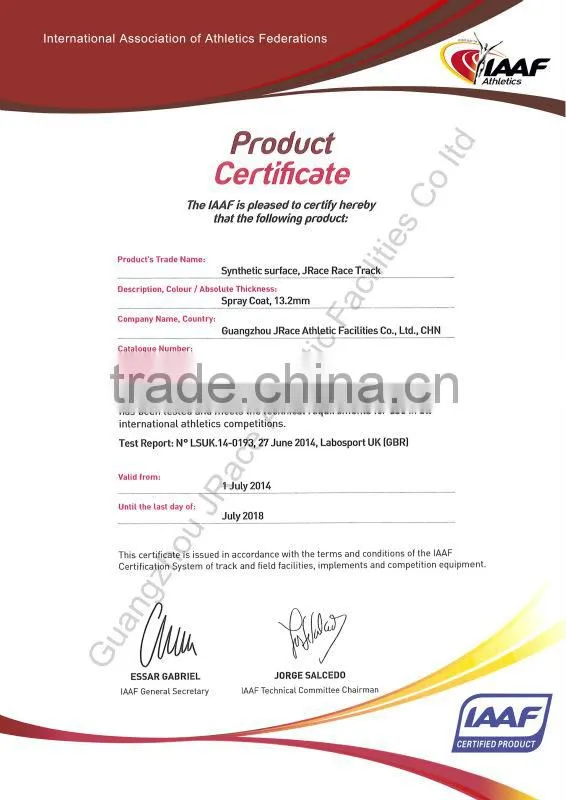 China factory price stadium athletic running rubber track synthetic running track material