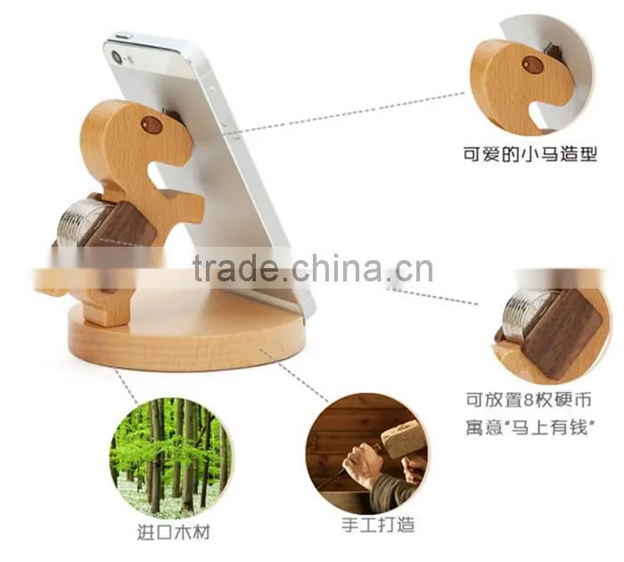 Mobile Phone Wood Stand Holder For iPhone Cute Horse Unique