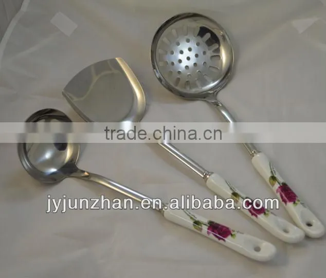 Stainless steel kitchen turner with ceramic handle made by Junzhan Factory directly and sell directly