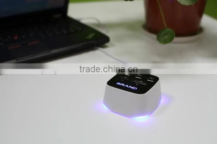 Promotional Gift Light-Up Combo USB HUB with Card Reader with LED Logo
