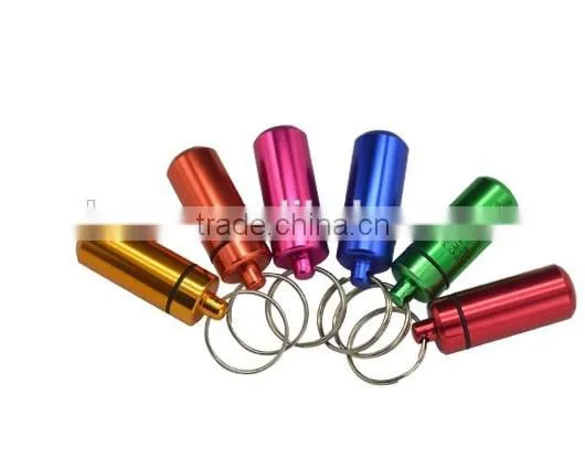 FDA Standard Waterproof Aluminium Mini Pill Case Keyring