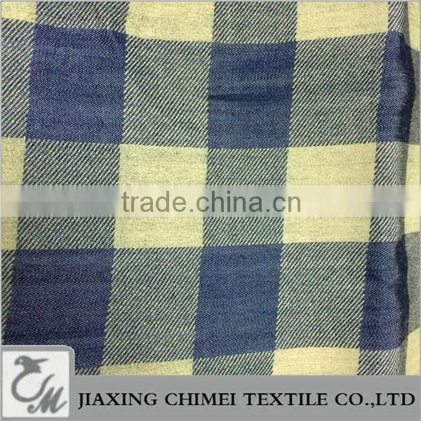 jiaxing tencel denim of grid printed design for denim shirt