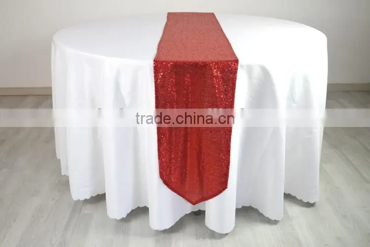 100%Polyester Rectangular Traditional sequin embroidery organza banquet table runner