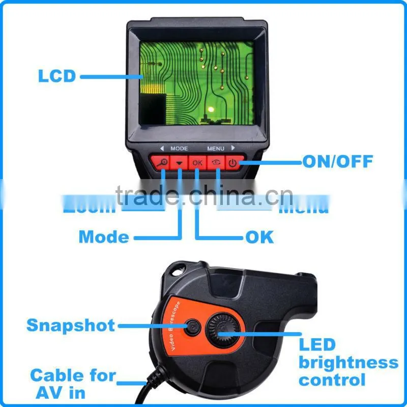 Watch Style Reelable Endoscope Borescope 8.5mm Inspection Camera 2.4" LCD Video