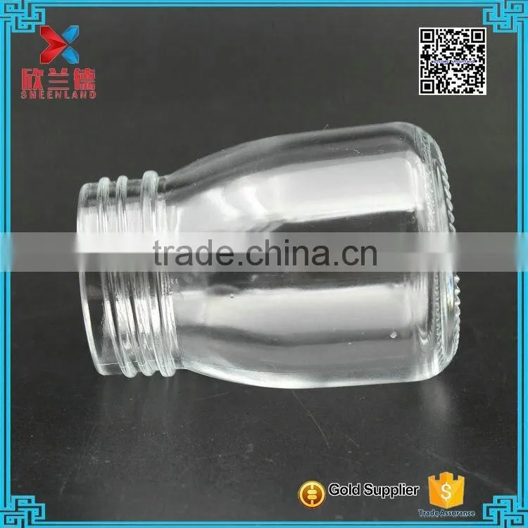 100ml clear cheap empty pudding glass milk bottle with black cap