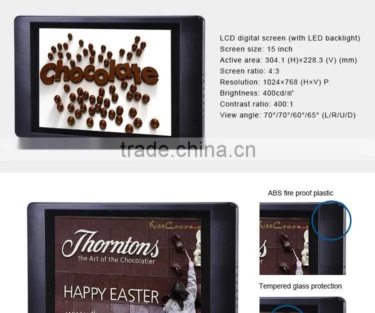 FlintStone 15 inch advertising display with CF card, digital ad player screen, industrial ad player for promotion