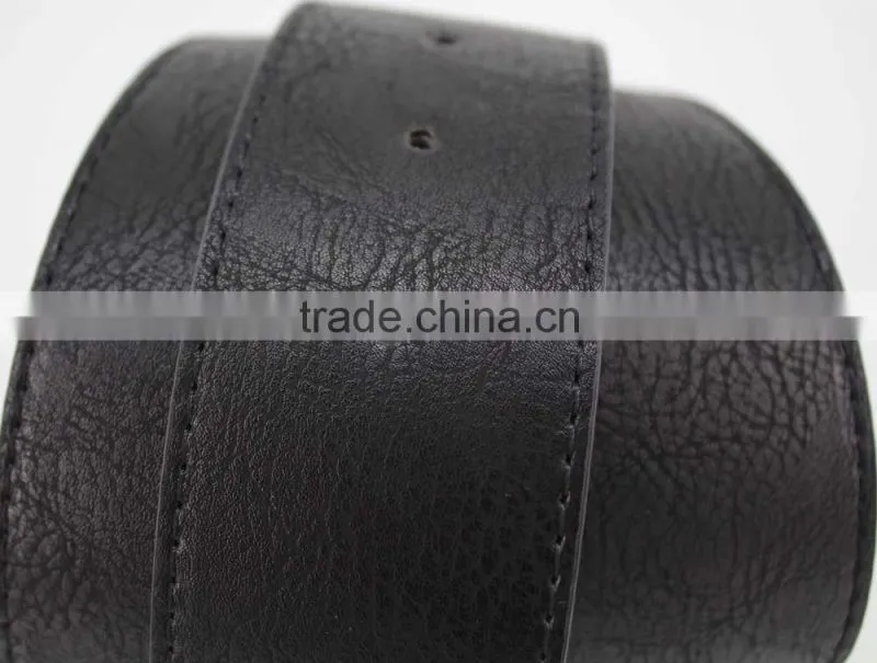 Women's fashion belt with black PU leather & Gold circle Buckle in chinese factory