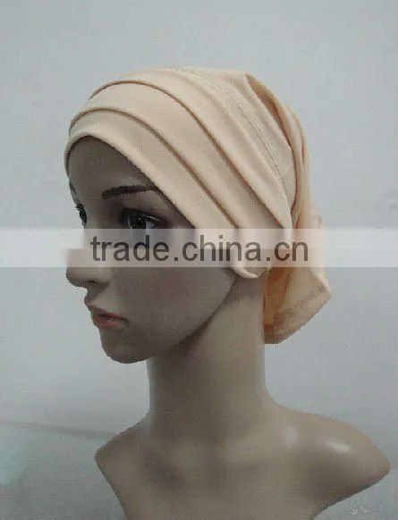 C003 plain tube underscarf with pleat,cotton underscarf and hats