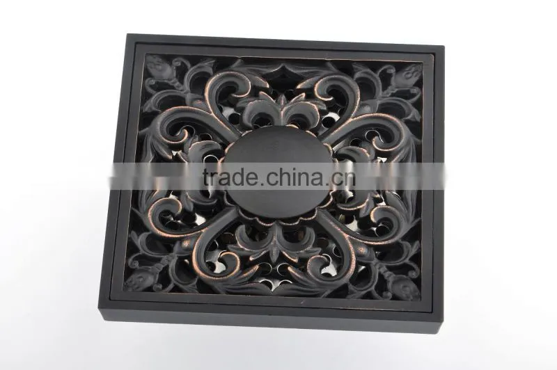 classic oil rubbed bronze carved floor drain