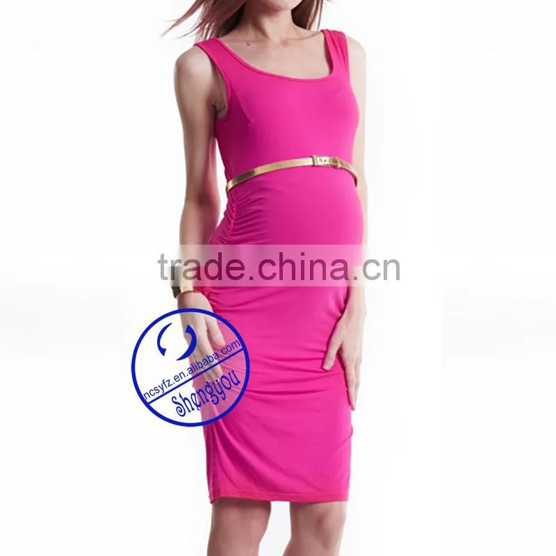 Custom spandex bamboo fiber plain maternity sleeveless dresses