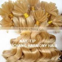 TOP remy HOT selling 1# cheap nail tips hair extension