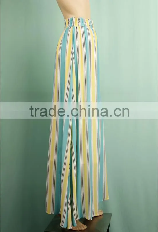 2016 summer wear stripe pattern fat plus size long chiffon youth maxi skirt